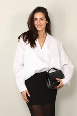 Tibi Blouse - Eco Poplin Bubble Hem Shirt Jacket - White