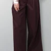 Tibi Broek - Bio Twill Triple Pleat Pant - Plum