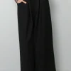 Tibi Broek - Tropical Wool Walker Wide Leg Pant - Black