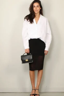 Tibi Blouse - Eco Poplin Bubble Hem Shirt Jacket - White