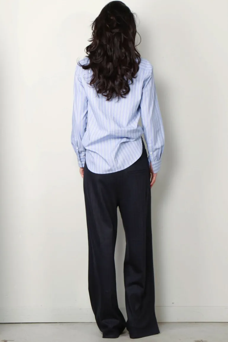Tibi Blouse - Striped shirting charlie men's slim shirt - Blue multi