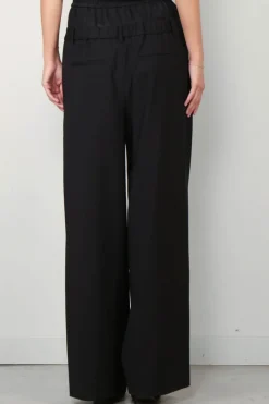 Tibi Broek - Recycled tropical wool double waist boxer trouser -  Black