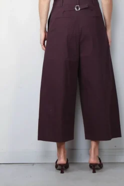 Tibi Broek - Bio Twill Triple Pleat Cropped Pant - Plum