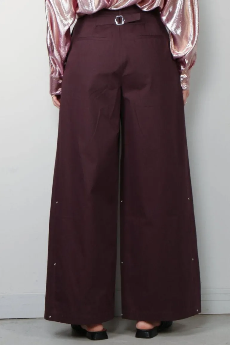 Tibi Broek - Bio Twill Triple Pleat Pant - Plum