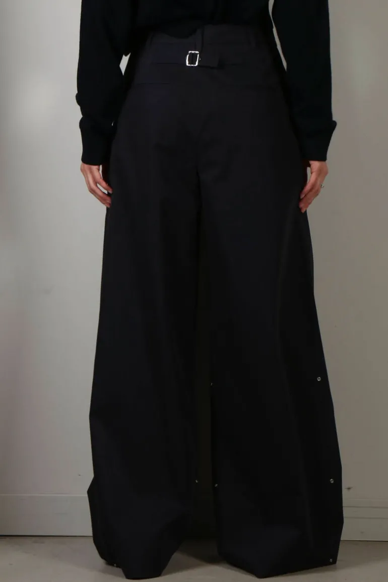 Tibi Broek - Bio Twill Triple Pleat Pant - Dark Navy