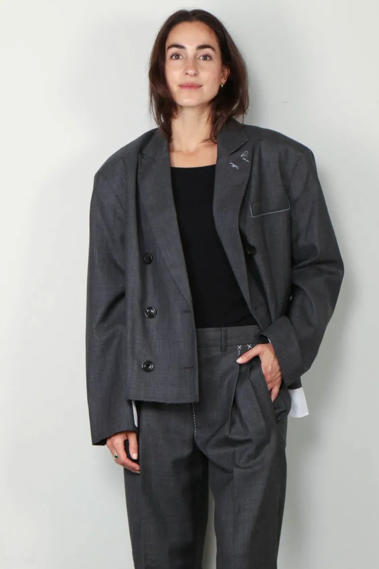 Tibi Broek - Ellis suiting derrick trouser - Grey multi