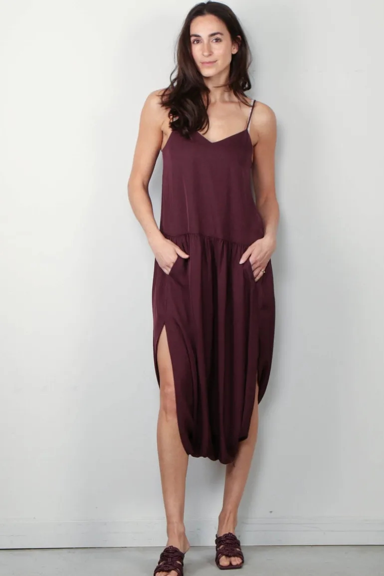Tibi Jurk - Spring Acetate Strappy Jalouise Dress - Crimson
