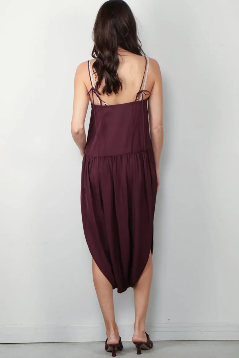 Tibi Jurk - Spring Acetate Strappy Jalouise Dress - Crimson