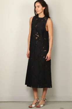 Tibi Jurk - Adelle Fil Coupe Dress - Black
