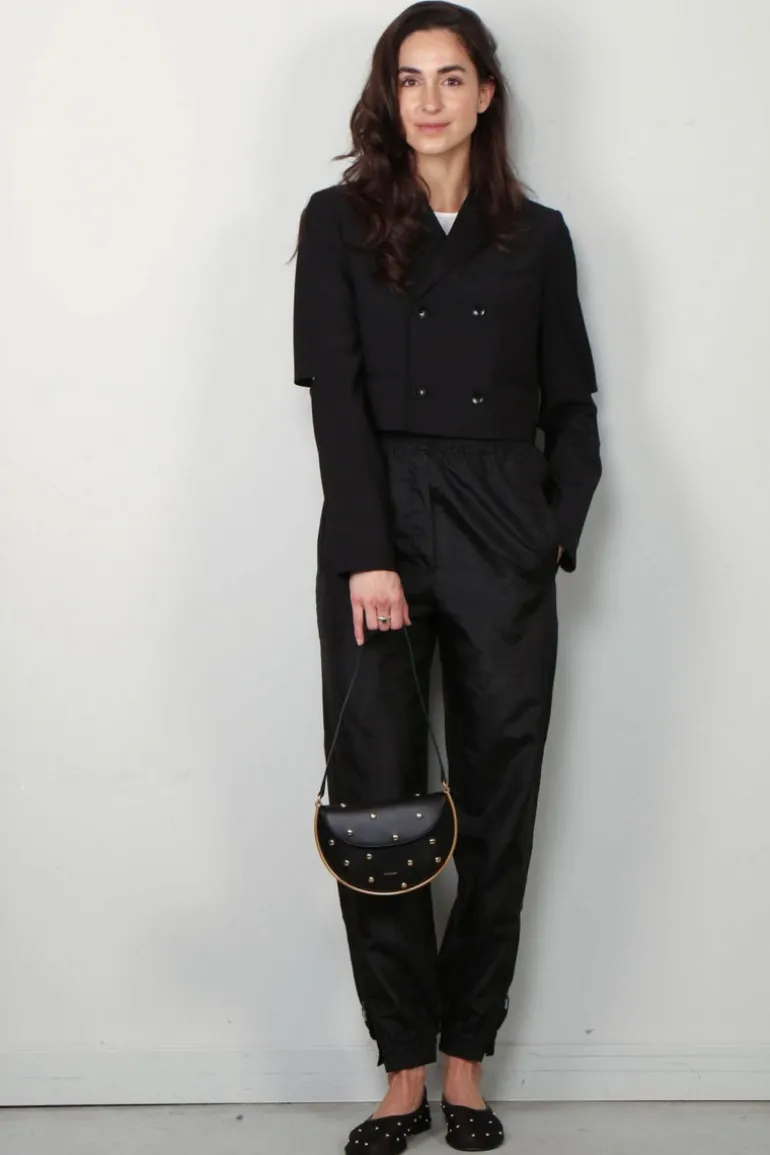 Tibi Jack - Tropical Wool Cropped Lean DB Shirt Jacket - Black