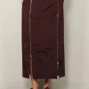 Tibi Rok - Nylon Zipper Maxi Skirt - Malbec