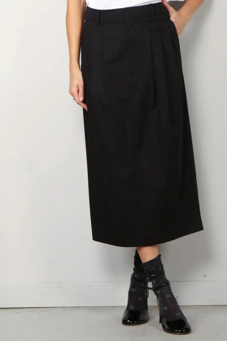 Tibi Rok - Bio Twill Triple Pleat Skirt - Black