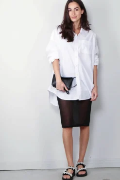 Tibi Rok - Sheer Gauze Maxi Pencil Skirt - Black