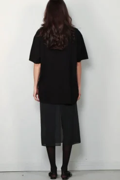 Tibi Rok - Sheer Gauze Maxi Pencil Skirt - Black