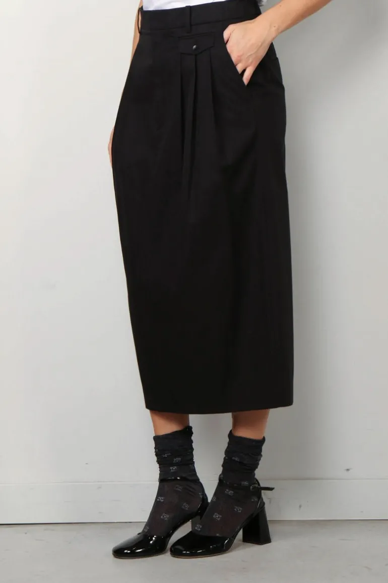 Tibi Rok - Bio Twill Triple Pleat Skirt - Black