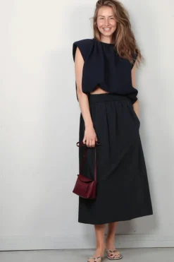 Tibi Rok - Nylon Pull On Full Skirt - Black