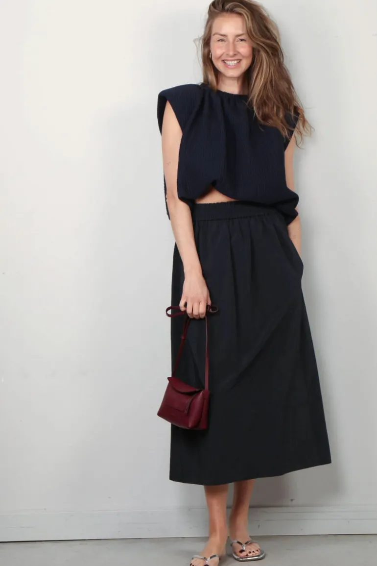 Tibi Rok - Nylon Pull On Full Skirt - Black