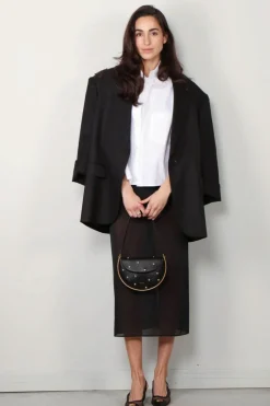 Tibi Rok - Sheer Gauze Maxi Pencil Skirt - Black