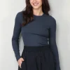 Tibi Trui - Circular Ribbed Crewneck Pullover T - Blue Fog