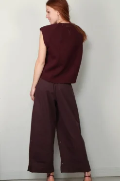 Tibi Top - Bonded Viscose Sculpted Sleeveless Top - Crimson