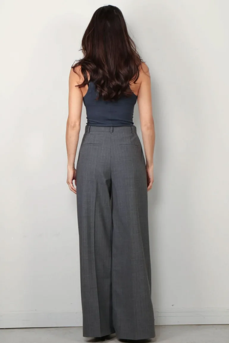 Tibi Top - Circular Fine Rib T Tank - Blue Fog