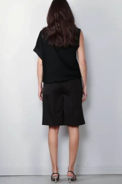 Tibi Top - Wool Jersey Vneck Tennis Vest - Black