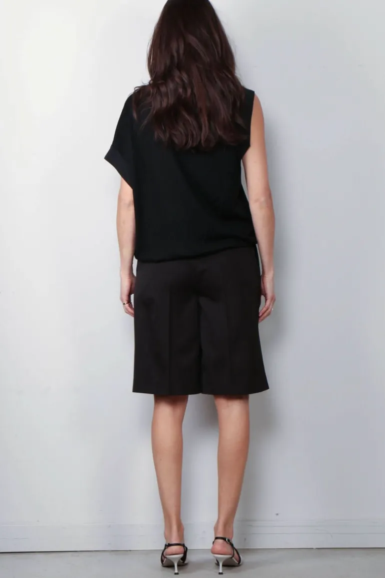 Tibi Top - Wool Jersey Vneck Tennis Vest - Black