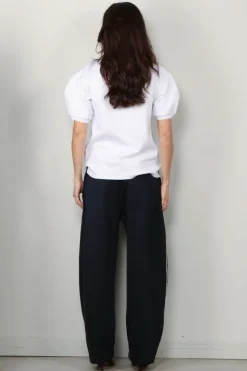 Tibi Top - Luxe Pique Polo Shirt - White