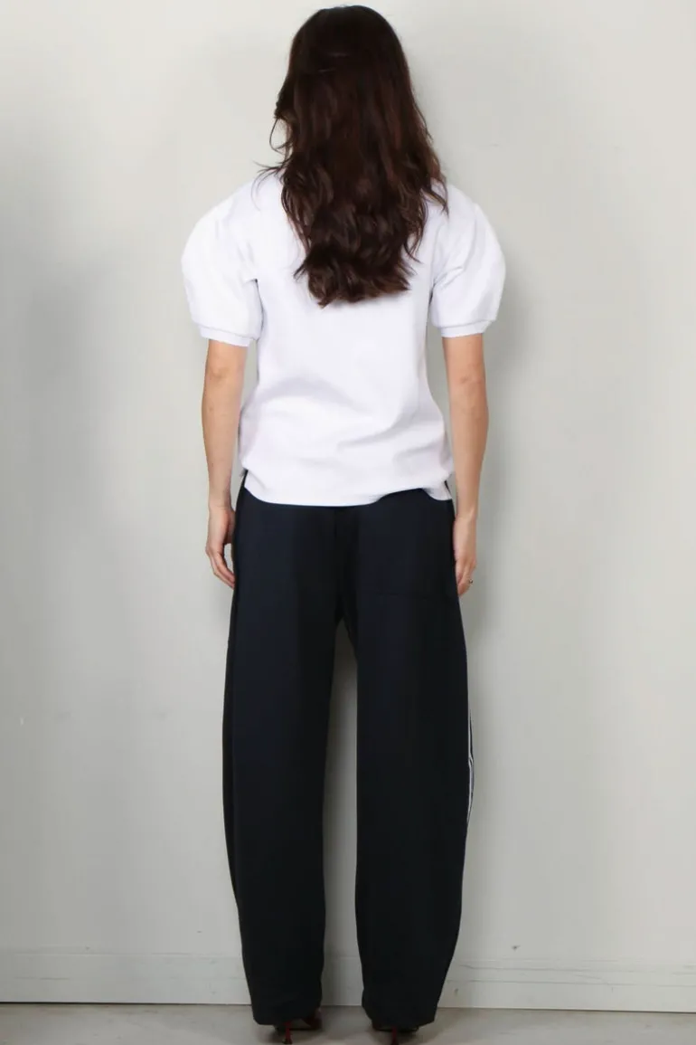 Tibi Top - Luxe Pique Polo Shirt - White