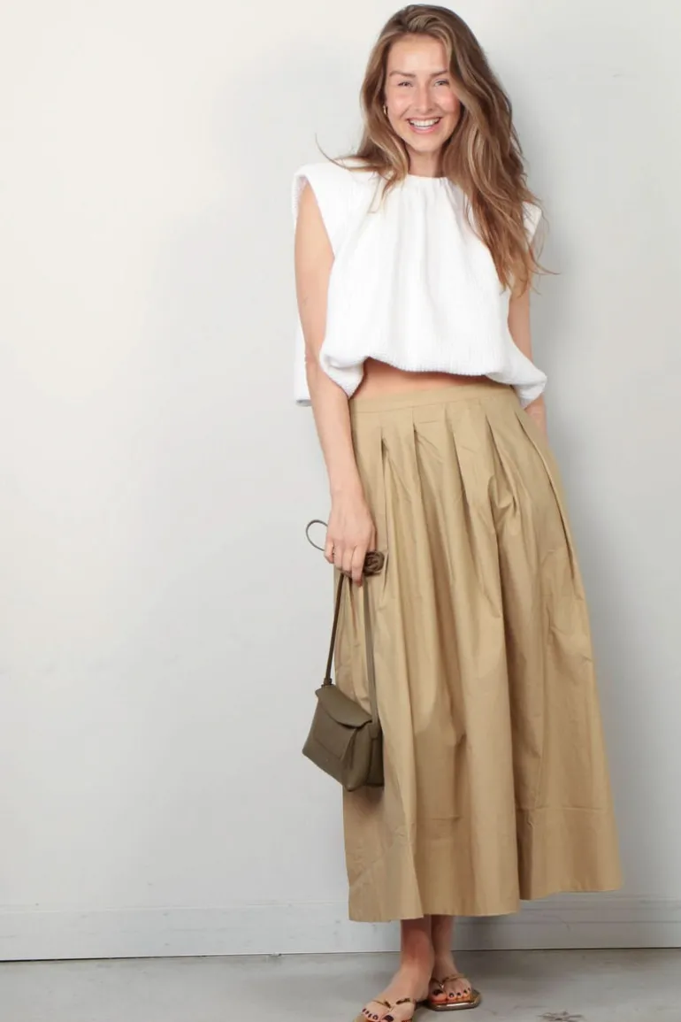 Tibi Top - Quilted Waffle Shirred Neck Top - White