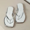 TKEES Slippers - Square Toe Lily Mirror - Chrome