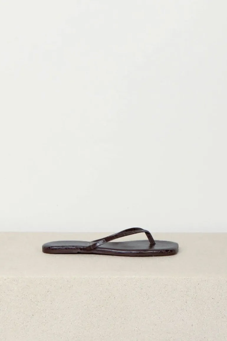 TKEES Slippers - Square Toe Lily - carob croc