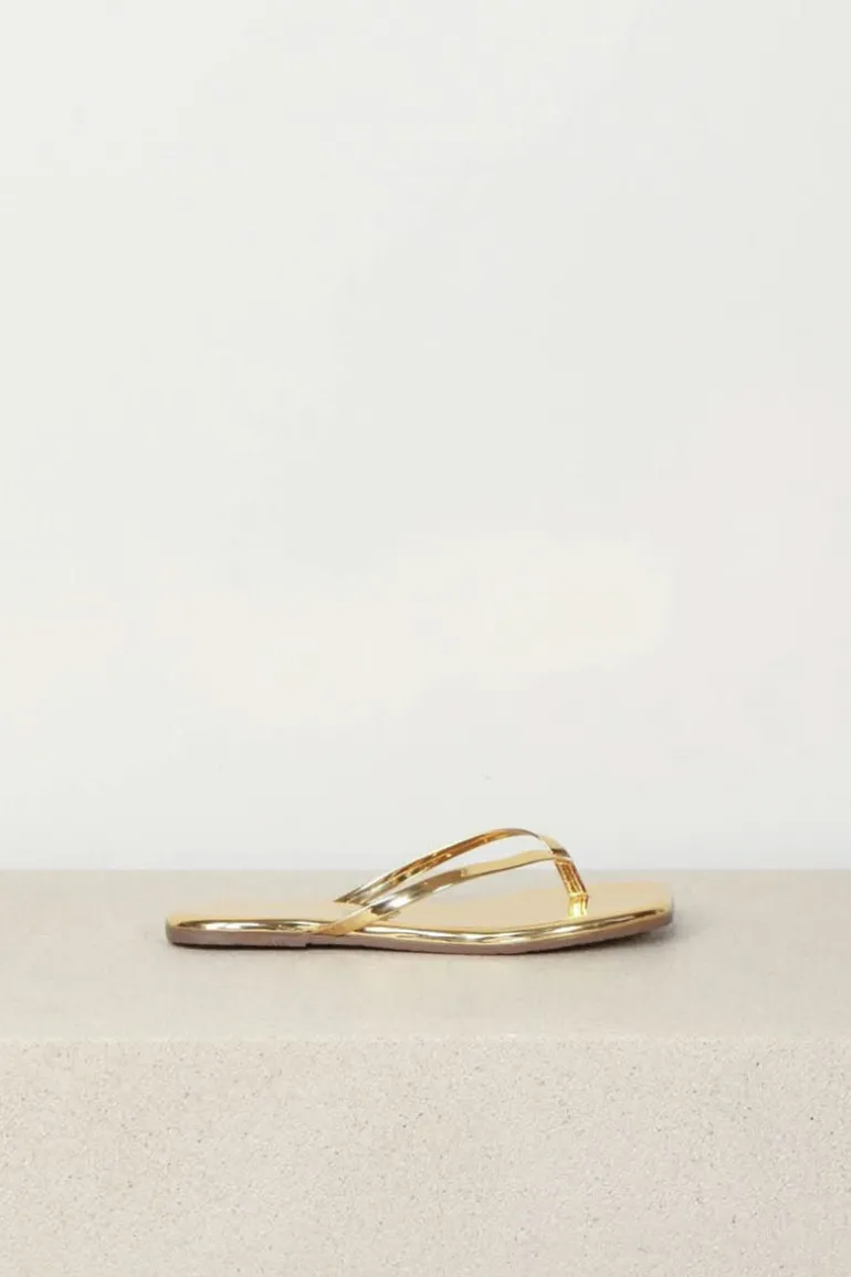 TKEES Slippers - Square Toe Lily Mirror - Gold
