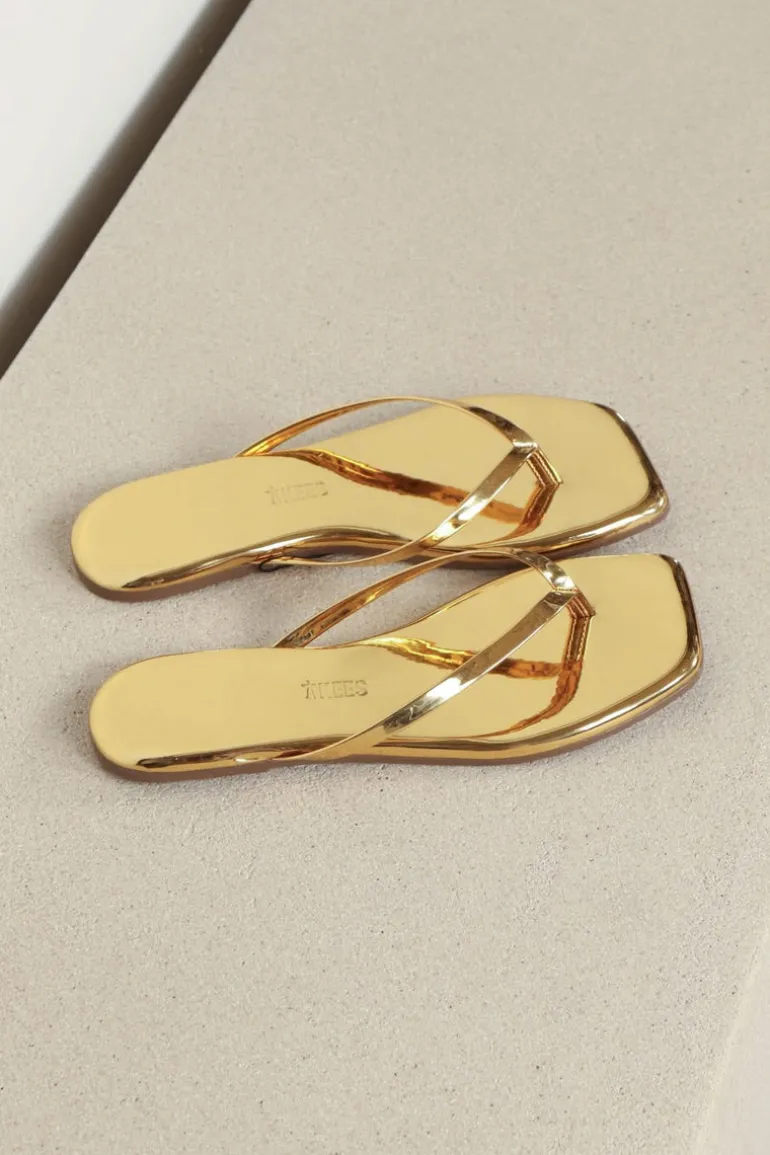 TKEES Slippers - Square Toe Lily Mirror - Gold
