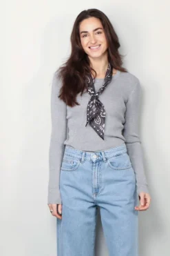 6397 Top - Skinny crew - Silver