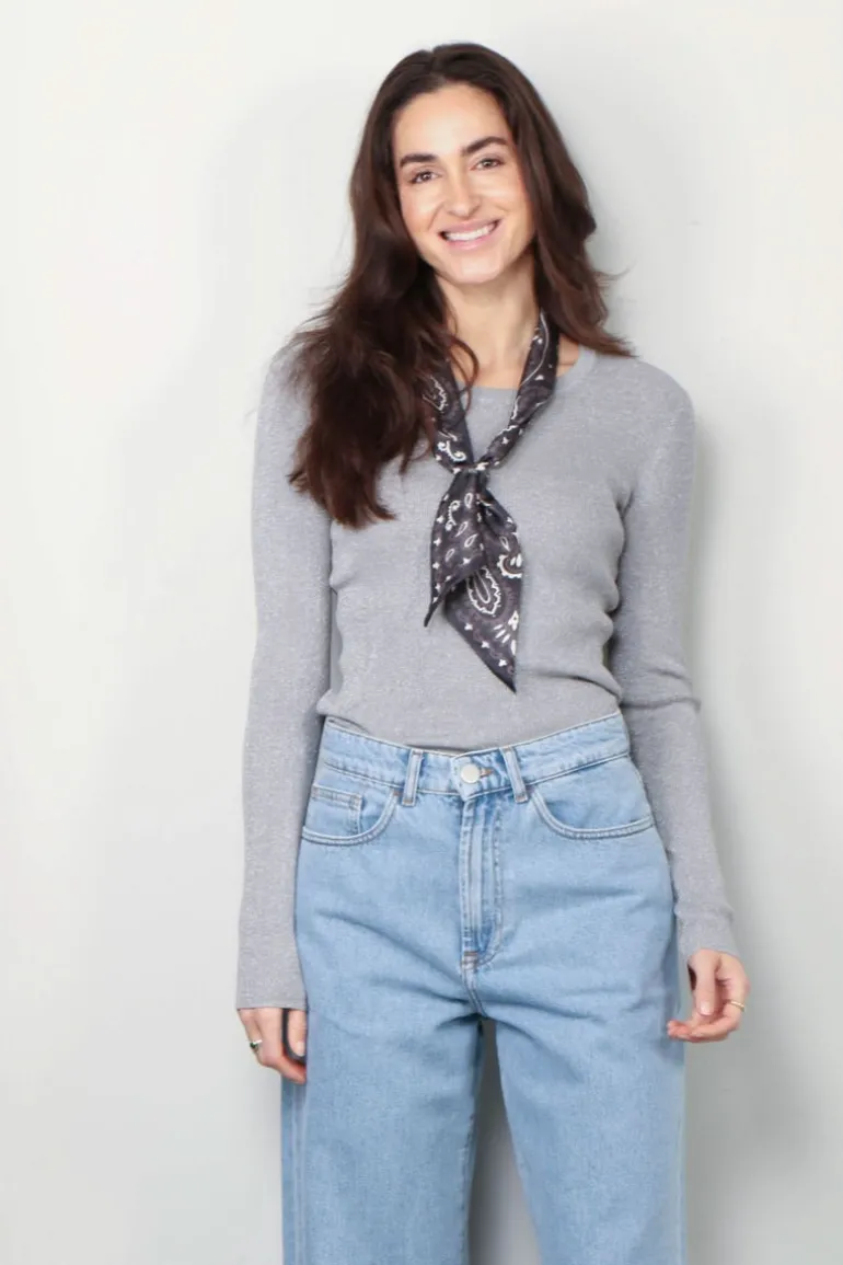 6397 Top - Skinny crew - Silver